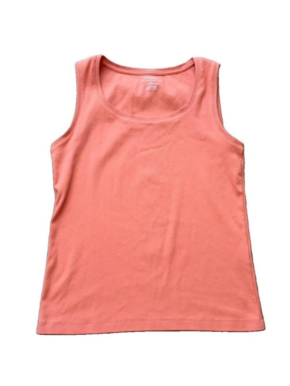 Chico's The Ultimate Tee Size Large Orange Ribbed Knit Tank Top Scoop Neck